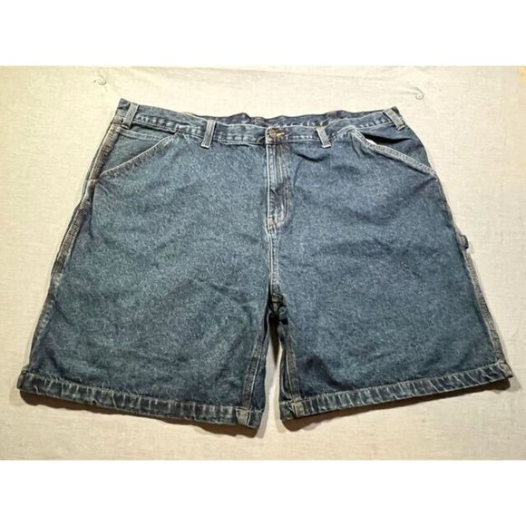 Faded Glory Shorts Mens 48 Blue Denim Cargo Pocketed Zip Button Adult. - Picture 1 of 7